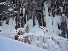 Frozen waterfalls at the Scotoni