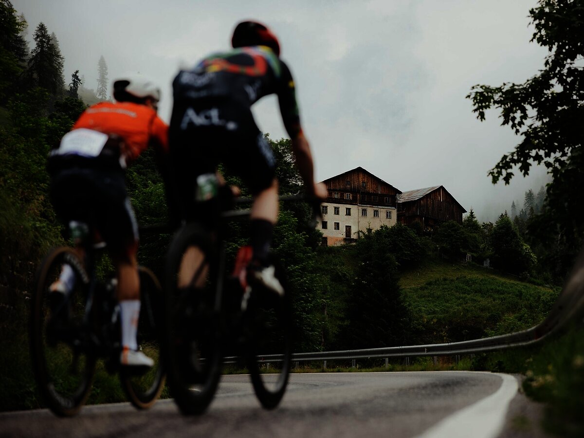Cycling in the Dolomites on a major Alta Badia pass route